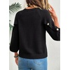 image:imageDokotoo Womens Sweaters Oversized 34 Button Sleeve Crewneck Casual Lightweight Knit Solid Pullover Sweater TopsBlack