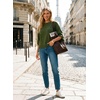 image:imageDokotoo Womens Sweaters Oversized 34 Button Sleeve Crewneck Casual Lightweight Knit Solid Pullover Sweater TopsGreen