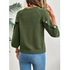 image:imageDokotoo Womens Sweaters Oversized 34 Button Sleeve Crewneck Casual Lightweight Knit Solid Pullover Sweater TopsGreen