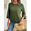 image:imageDokotoo Womens Sweaters Oversized 34 Button Sleeve Crewneck Casual Lightweight Knit Solid Pullover Sweater TopsGreen