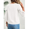 image:imageDokotoo Womens Sweaters Oversized 34 Button Sleeve Crewneck Casual Lightweight Knit Solid Pullover Sweater TopsWhite