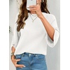 image:imageDokotoo Womens Sweaters Oversized 34 Button Sleeve Crewneck Casual Lightweight Knit Solid Pullover Sweater TopsWhite