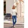 image:imageDokotoo Womens Sweaters Oversized 34 Button Sleeve Crewneck Casual Lightweight Knit Solid Pullover Sweater TopsWhite