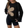 image:imageDokotoo Womens Sweatshirt Casual Floral Long Sleeve Crewneck Lightweight Soft Sweatshirts Loose Pullover TopsBlack