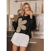 image:imageDokotoo Womens Sweatshirt Casual Floral Long Sleeve Crewneck Lightweight Soft Sweatshirts Loose Pullover TopsBlack