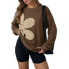 image:imageDokotoo Womens Sweatshirt Casual Floral Long Sleeve Crewneck Lightweight Soft Sweatshirts Loose Pullover TopsBrown