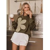 image:imageDokotoo Womens Sweatshirt Casual Floral Long Sleeve Crewneck Lightweight Soft Sweatshirts Loose Pullover TopsBrown