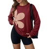 image:imageDokotoo Womens Sweatshirt Casual Floral Long Sleeve Crewneck Lightweight Soft Sweatshirts Loose Pullover TopsBurgundy