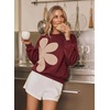image:imageDokotoo Womens Sweatshirt Casual Floral Long Sleeve Crewneck Lightweight Soft Sweatshirts Loose Pullover TopsBurgundy