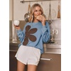 image:imageDokotoo Womens Sweatshirt Casual Floral Long Sleeve Crewneck Lightweight Soft Sweatshirts Loose Pullover TopsSky Blue