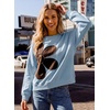 image:imageDokotoo Womens Sweatshirt Casual Floral Long Sleeve Crewneck Lightweight Soft Sweatshirts Loose Pullover TopsSky Blue