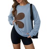 image:imageDokotoo Womens Sweatshirt Casual Floral Long Sleeve Crewneck Lightweight Soft Sweatshirts Loose Pullover TopsSky Blue