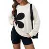 image:imageDokotoo Womens Sweatshirt Casual Floral Long Sleeve Crewneck Lightweight Soft Sweatshirts Loose Pullover TopsWhite
