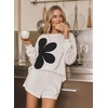 image:imageDokotoo Womens Sweatshirt Casual Floral Long Sleeve Crewneck Lightweight Soft Sweatshirts Loose Pullover TopsWhite