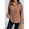 image:imageDokotoo Womens Tops Polka Dot Long Sleeve Button Down V Neck Shirts  Fall Outfits 2026 Long Sleeve Polka Dot Button Up Collared Shirts Business Casual Fashion ClothingBrown