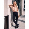 image:imageDokotoo Womens Tops Polka Dot Long Sleeve Button Down V Neck Shirts  Fall Outfits 2026 Long Sleeve Polka Dot Button Up Collared Shirts Business Casual Fashion ClothingFloral Red