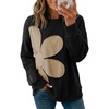 image:imageDokotoo Womens Sweatshirt Casual Floral Long Sleeve Crewneck Lightweight Soft Sweatshirts Loose Pullover TopsBlack