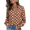 image:imageDokotoo Womens Tops Polka Dot Long Sleeve Button Down V Neck Shirts  Fall Outfits 2026 Long Sleeve Polka Dot Button Up Collared Shirts Business Casual Fashion ClothingBrown
