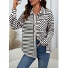 image:imageDokotoo Jackets for Women Fashion Long Sleeve Striped Shacket Tops OutfitsBlack