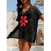 image:imageDokotoo Womens Crochet Mesh Swimsuit Cover Up V Neck Beach Dress Bathing Suit Coverups for SwimwearBlack