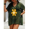 image:imageDokotoo Womens Crochet Mesh Swimsuit Cover Up V Neck Beach Dress Bathing Suit Coverups for SwimwearFern Green