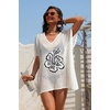 image:imageDokotoo Womens Crochet Mesh Swimsuit Cover Up V Neck Beach Dress Bathing Suit Coverups for SwimwearWhite