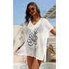 image:imageDokotoo Womens Crochet Mesh Swimsuit Cover Up V Neck Beach Dress Bathing Suit Coverups for SwimwearWhite