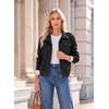 image:imageDokotoo Womens Faux Suede Bomber Jacket Cropped Long Sleeve Cropped CoatBlack