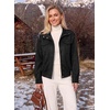 image:imageDokotoo Womens Faux Suede Bomber Jacket Cropped Long Sleeve Cropped CoatBlack