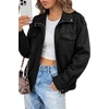 image:imageDokotoo Womens Faux Suede Bomber Jacket Cropped Long Sleeve Cropped CoatBlack