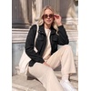 image:imageDokotoo Womens Faux Suede Bomber Jacket Cropped Long Sleeve Cropped CoatBlack
