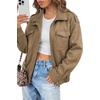image:imageDokotoo Womens Faux Suede Bomber Jacket Cropped Long Sleeve Cropped CoatLight French Beige