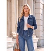 image:imageDokotoo Womens Faux Suede Bomber Jacket Cropped Long Sleeve Cropped CoatSail Blue