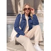 image:imageDokotoo Womens Faux Suede Bomber Jacket Cropped Long Sleeve Cropped CoatSail Blue
