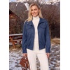 image:imageDokotoo Womens Faux Suede Bomber Jacket Cropped Long Sleeve Cropped CoatSail Blue