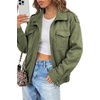image:imageDokotoo Womens Faux Suede Bomber Jacket Cropped Long Sleeve Cropped CoatVineyard Green