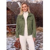 image:imageDokotoo Womens Faux Suede Bomber Jacket Cropped Long Sleeve Cropped CoatVineyard Green