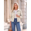 image:imageDokotoo Womens Faux Suede Bomber Jacket Cropped Long Sleeve Cropped CoatWhite