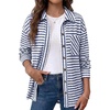 image:imageDokotoo Jackets for Women Fashion Long Sleeve Striped Shacket Tops OutfitsBlue