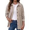 image:imageDokotoo Jackets for Women Fashion Long Sleeve Striped Shacket Tops OutfitsBrown
