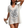 image:imageDokotoo Womens Crochet Mesh Swimsuit Cover Up V Neck Beach Dress Bathing Suit Coverups for SwimwearWhite