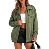 image:imageDokotoo Womens Faux Suede Bomber Jacket Cropped Long Sleeve Cropped CoatVineyard Green