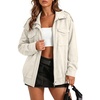 image:imageDokotoo Womens Faux Suede Bomber Jacket Cropped Long Sleeve Cropped CoatWhite