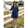 image:imageDokotoo Denim Dress for Women Short Puff Sleeve V Neck Solid Babydoll Jean DressesDirty Blue