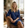 image:imageDokotoo Denim Dress for Women Short Puff Sleeve V Neck Solid Babydoll Jean DressesDirty Blue