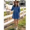 image:imageDokotoo Denim Dress for Women Short Puff Sleeve V Neck Solid Babydoll Jean DressesSky Blue