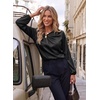 image:imageDokotoo Womens Shirts Long Sleeve Dressy Casual V Neck Satin TopBlack