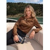 image:imageDokotoo Womens Shirts Long Sleeve Dressy Casual V Neck Satin TopBrown