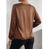 image:imageDokotoo Womens Shirts Long Sleeve Dressy Casual V Neck Satin TopBrown
