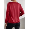 image:imageDokotoo Womens Shirts Long Sleeve Dressy Casual V Neck Satin TopRed